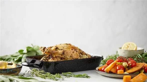 Kurczak w ziołach z pieczonymi słodkimi warzywami