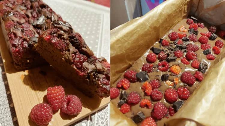 Przepis na zdrowe brownie z fasoli z malinami - bez cukru i glutenu